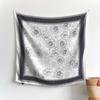 1116 New Camellia Print Silk Scarf, Summer Thin High-End Korean Fashion Chest Wrap Square Scarf and Headscarf Decoration