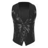 Unisex Adult Shiny Sequin Vest Sleeveless Button Design Waistcoat Jacket for Music Festival