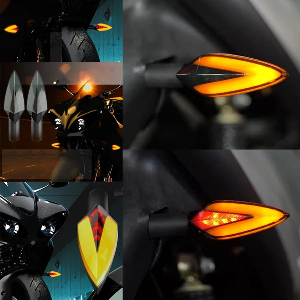 Universal Motorcycle Led Turn Signals Directional Indicators Flashing Rear Tail Brake Flasher Light Stop Signal Light