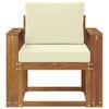 Outdoor Sofa Solid Acacia Wood and Polyester Natural