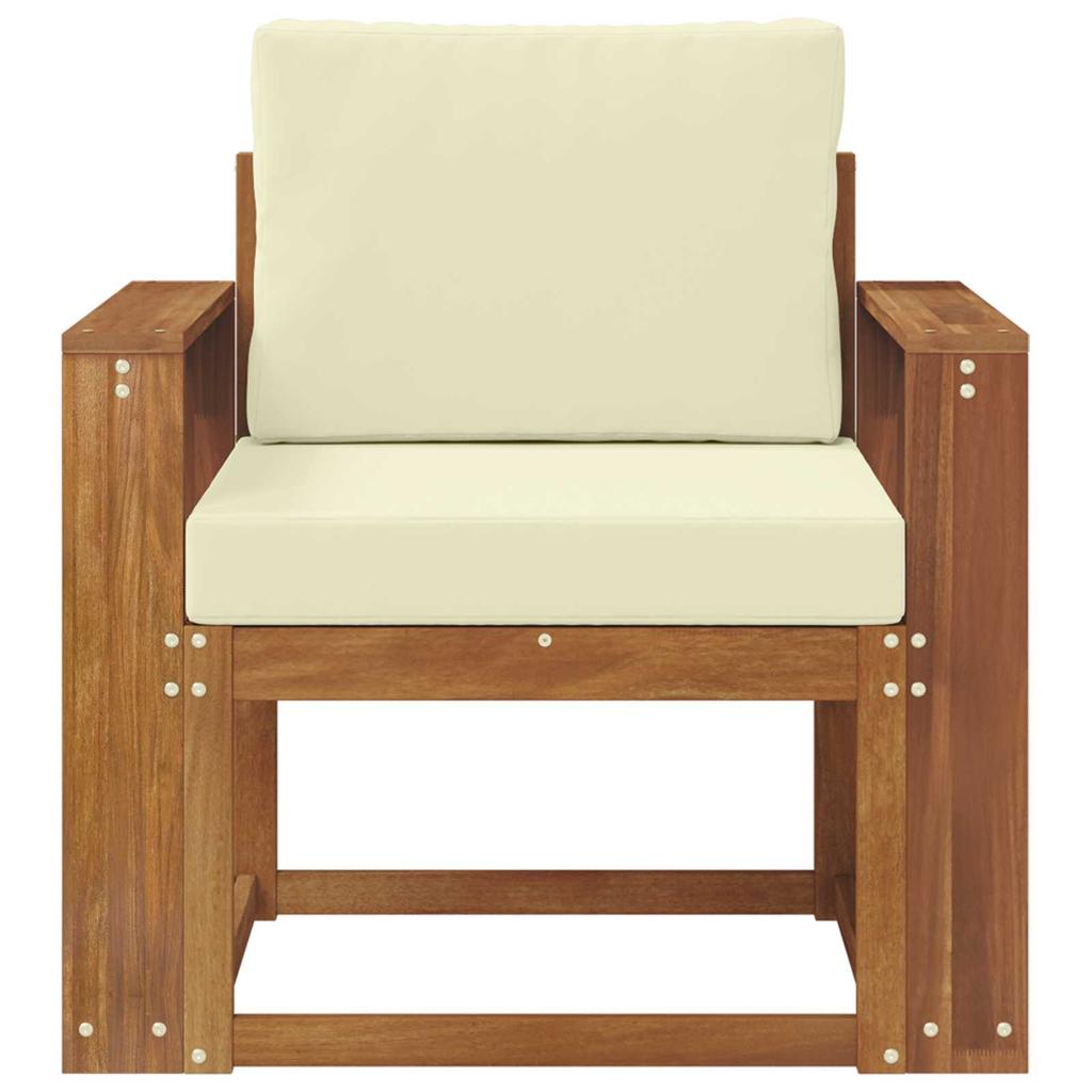 Outdoor Sofa Solid Acacia Wood and Polyester Natural