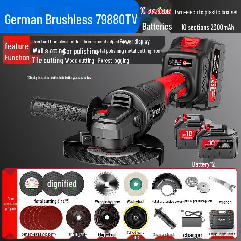 Brushless Cordless Lithium Battery Angle Grinder & Polisher - Multifunctional Cutting & Polishing Machine