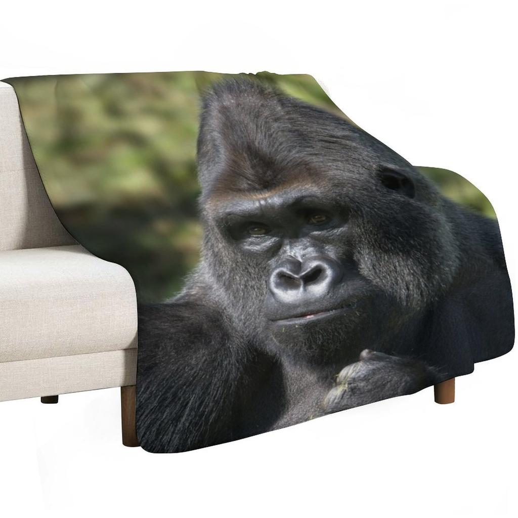 Coperta con Ritratto di Gorilla Silverback Coperta Decorativa Elegante Regalo per Amici Compagno di Stanza