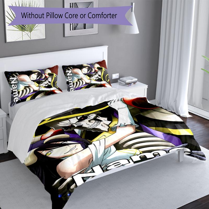 3pcs Custom Name Overlord Bedding Set,Includes 1 Duvet Cover and 2 Pillowcases,All-season Bedroom Decor