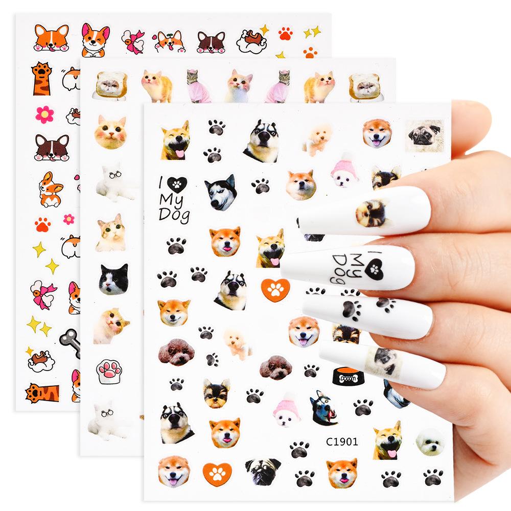 Cute Cartoon Pet Manicure Sticker Cute Husky Cute Corgi Sweet Cat Nail Decorative Sticker