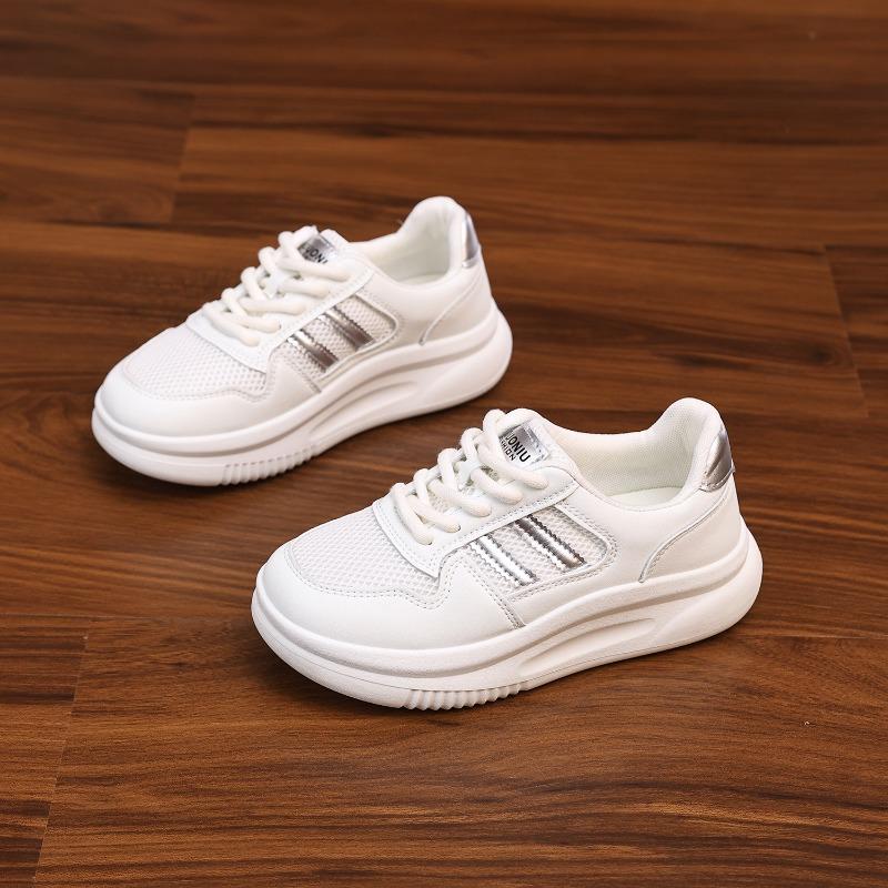 

New autumn single net little white shoes breathable thin shoes women s flat bottom versatile casual sports board shoes 35 серебряный