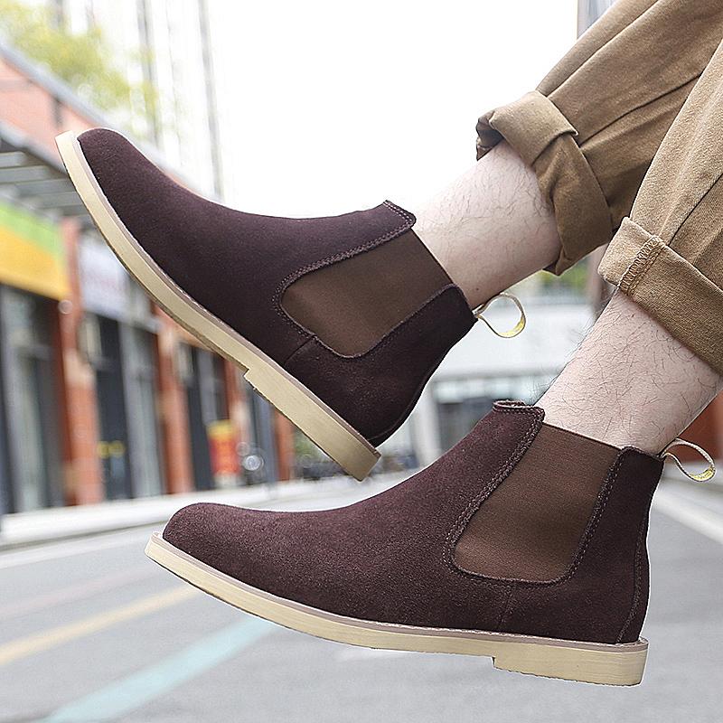 British Style Vintage Handmade Men Shoes High-grade Chelsea Boots Men's Genuine Suede Leather Designer Martin Boots Ankle Boots
