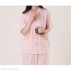 Yes Family Double Gauze Pajama Short Check Size M Women's Set, 100% Cotton, Sleeves, Pattern, Pink,