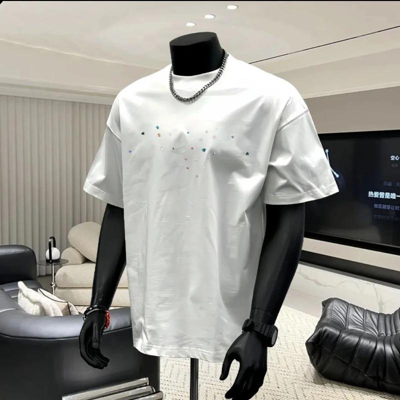 Men Solid Color Short Sleeve T Shirt Loose Casual Crew Neck Tee S белый