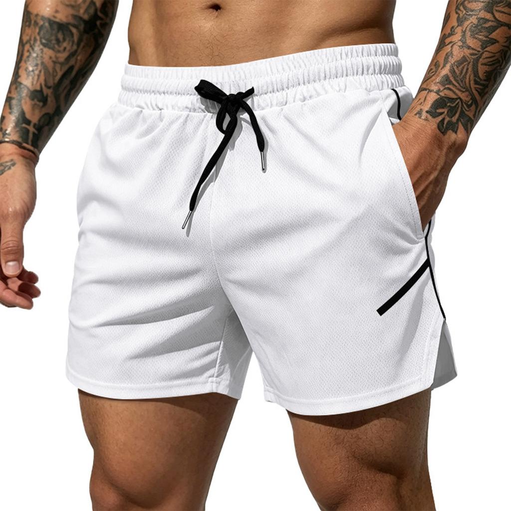 Men Mesh Quick Dry Breathable Athletic Shorts Lightweight Sports Shorts with Drawstring Elastic Waistband Zipper Pocket