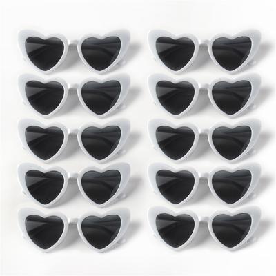 10PCS Cat Eye Glasses Heart-Shaped Plastic Frame Polycarbonate Decorative Vintage Included for Party Wedding Music Festival