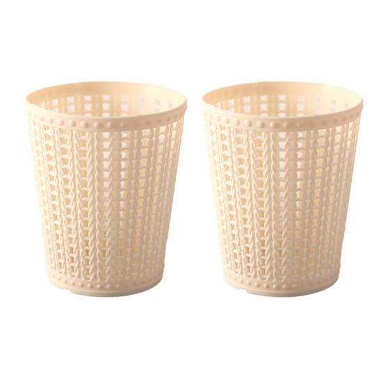 2 Stück Schreibtisch-Mülleimer Rattan-ähnliches hohles Design Anti-Aging Mini-Schreibtisch-Mülleimer Kompakte Größe Schreibtisch-Abfalleimer