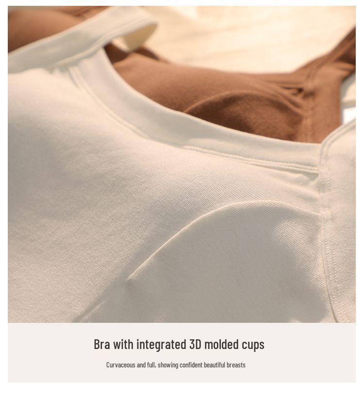 Women's Pure Cotton Vest with Fixed Cup Straps & Chest Pads - Breathable Lingerie & Outerwear