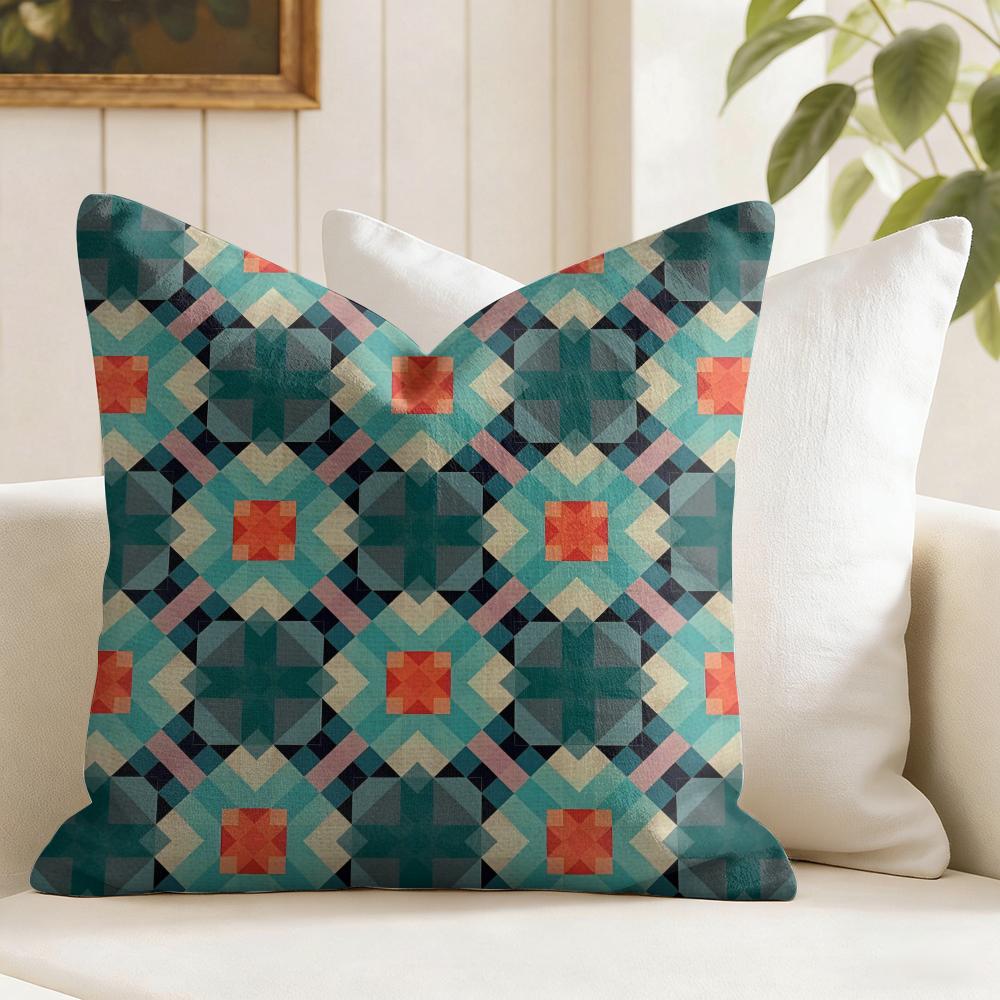 Symmetrical Pattern Cushion Cover Natural Linen Pillow Cover DoubleSided Print Cushion Cover for Sofa Home Decor
