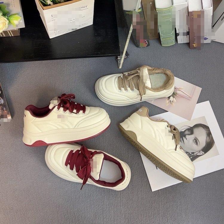 Platform sports casual shoes autumn and winter new round head fleece heightening board shoes