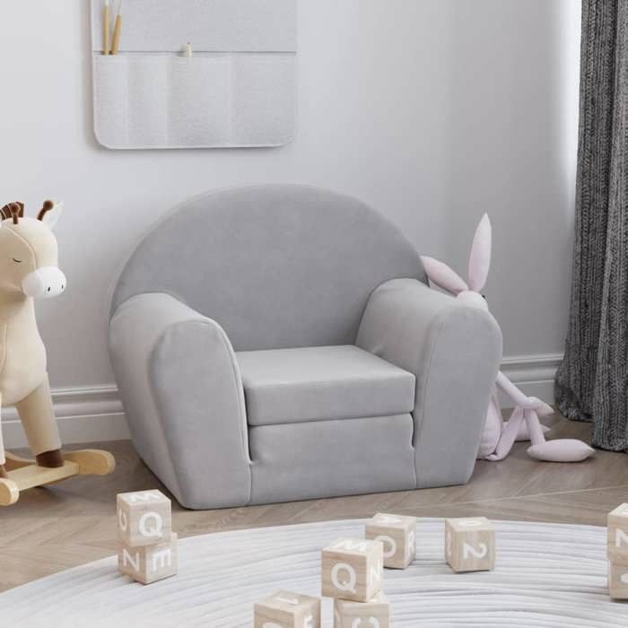 VidaXL Children's Sofa Bed Light Grey Soft Plush 356993
