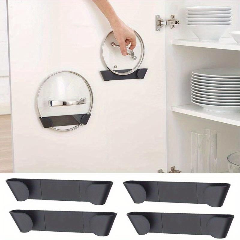 Pot Rack Wall-Mounted No Punching Self-Adhesive Household Kitchen Storage Holder Pan Lid Organizer Pot Cover Rack