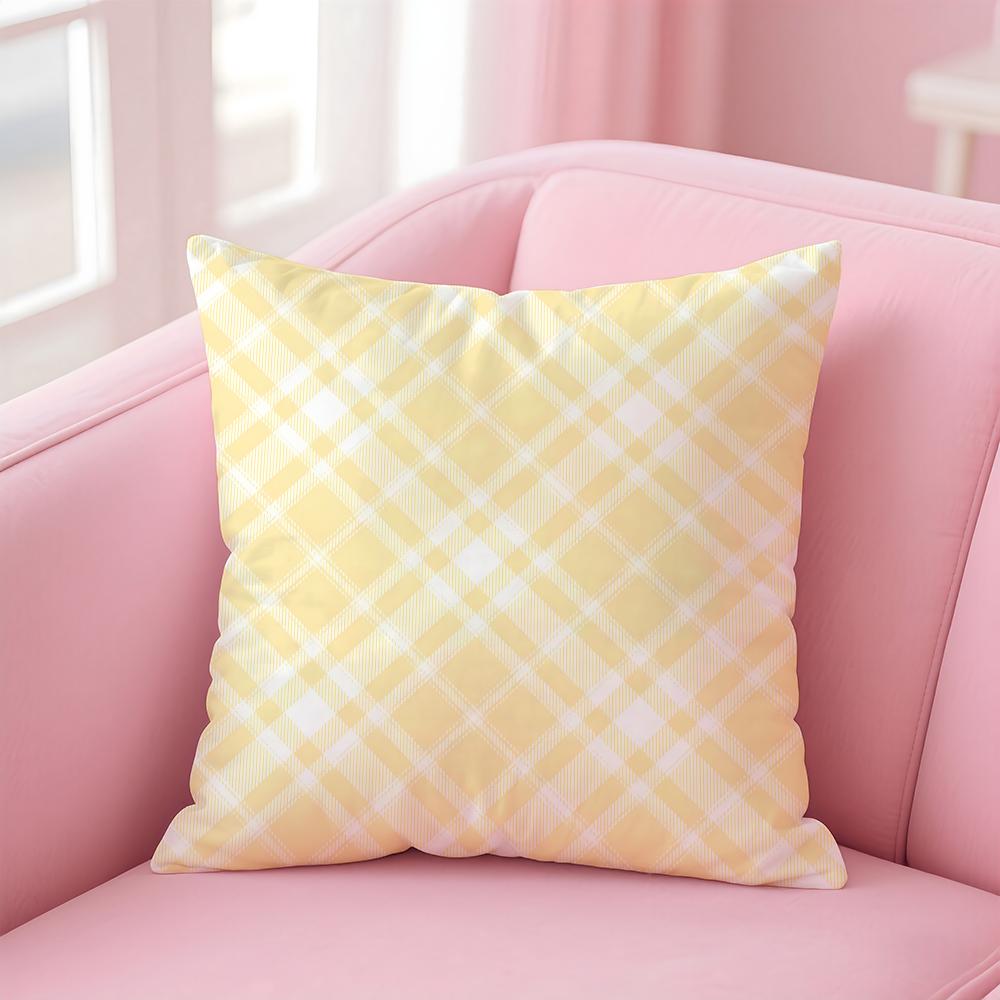 simple Monochromatic check pattern Cushion Cover Pillow Case Soft Skin Friendly Fabric  Concealed Zipper