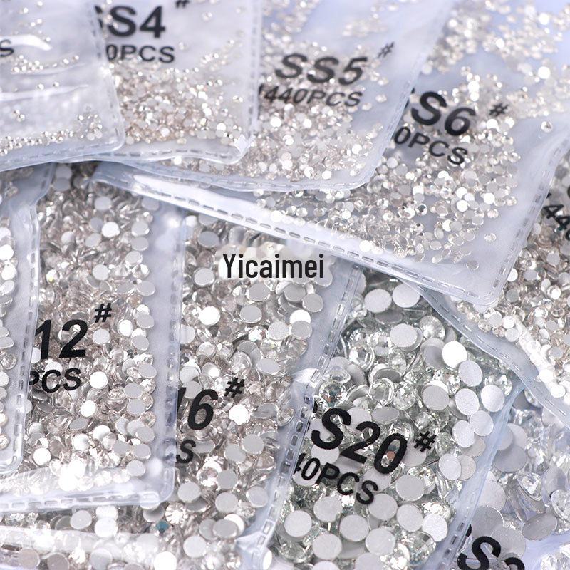 Silvervit AB Fantasifärg Tjeckisk Strass Nail Art Diamanter - Superglittriga, Platt botten, Faller inte av