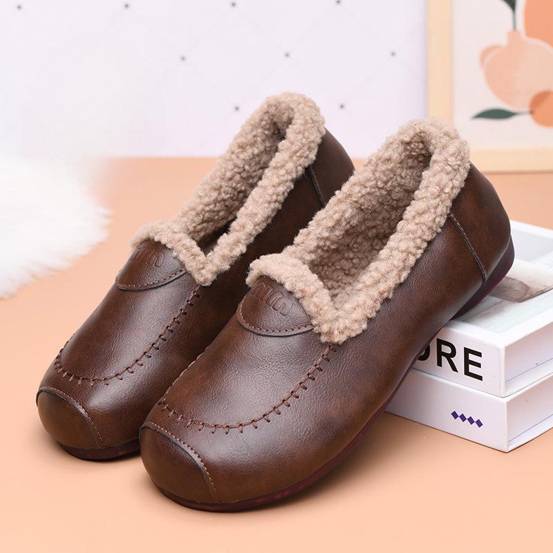 New Style of Doudou Shoes with Fleece Wool, Flat Low-top Shoes, and Cotton Shoes on One Foot