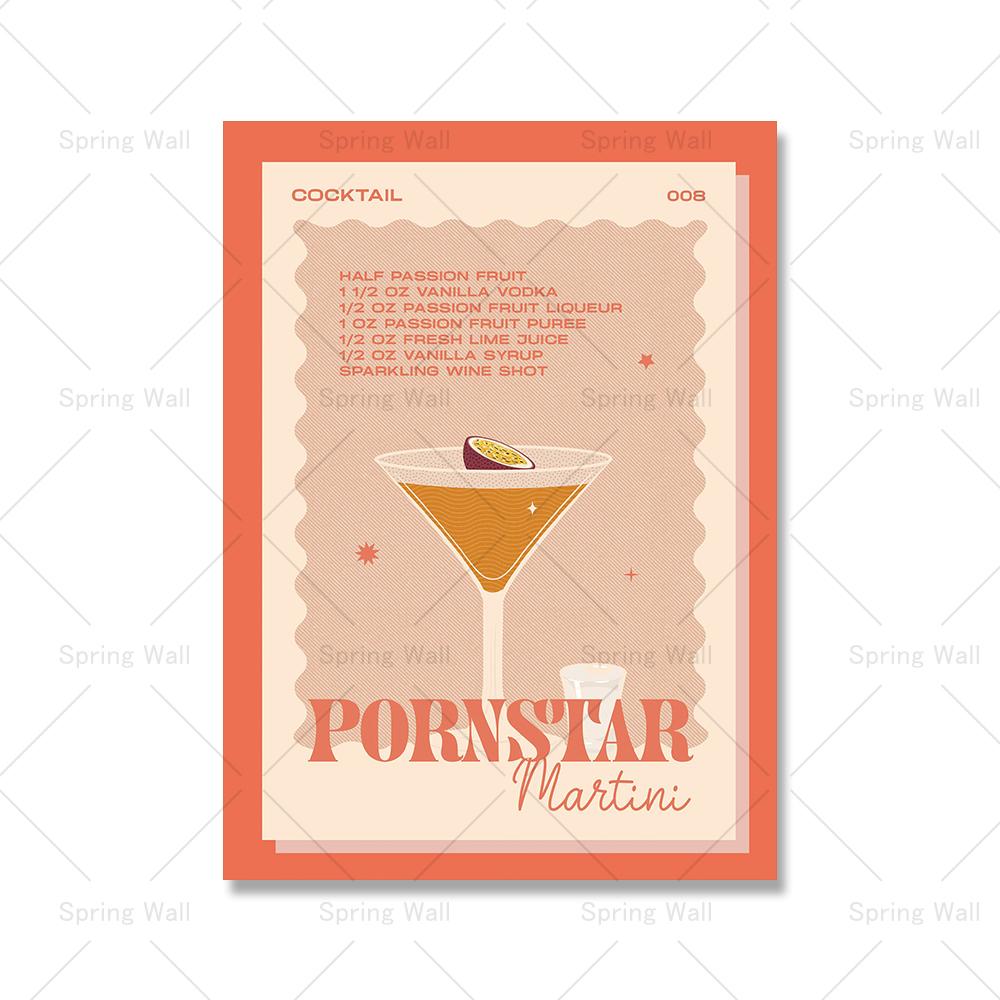 Modern Still Life Drinks Cocktails Strawberry Canvas Painting Coffee Shop Shop Bar Wall Print Poster Minimalist Art Home Decor
