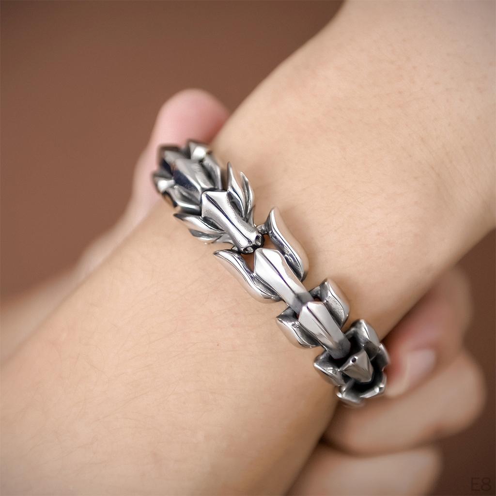 Biker Bracelet Titanium Steel of Dragon Shape Bangle for Men Boys