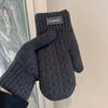 Velvet Thickened Warm Gloves Winter Men's Windproof and Cold-proof Woolen Knitted Double-layered Mittens for Students Outdoor Riding Trend