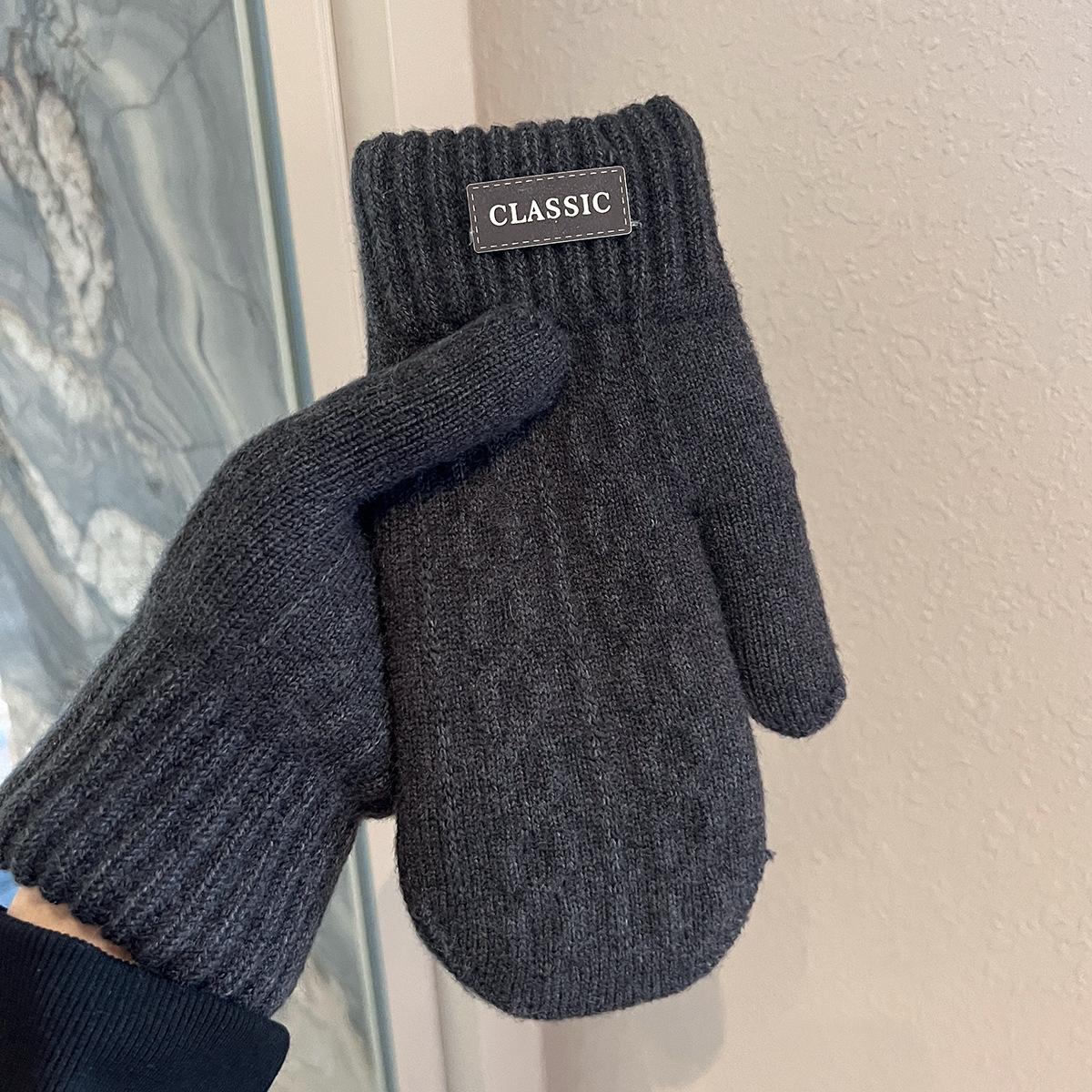 

Бархатные утолщенные теплые перчатки зимние мужские ветрозащитные и морозостойкие шерстяные вязаные двухслойные варежки для студентов тренд для верховой езды на открытом воздухе One Size