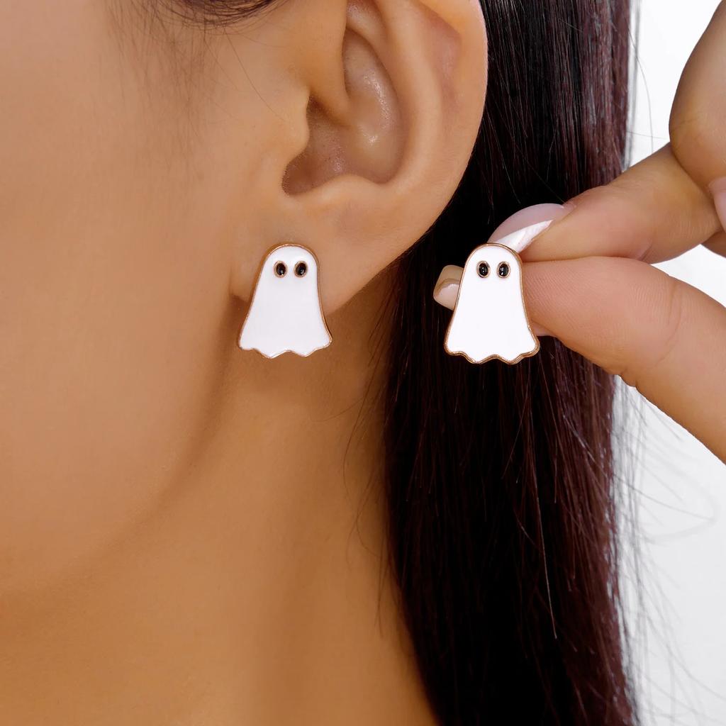Cute Luminous Halloween Ghost Minimalist Drop Earrings for Women Trick or Treat Card Packed Spirit Charms for Spooky Parties