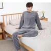 Women's Flannel Warm Home Sleepwear Sets Solid Color Round Neck Fleece Thick Pullover Lady Pajamas Long Sleeve Pants Casual 2Pcs