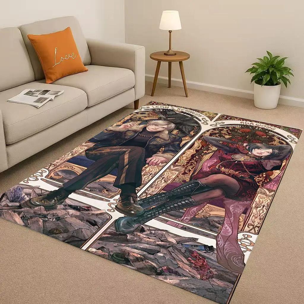 3D Leon R-Resident Evil Game Cartoon Living Room Non-Slip Area Rug Soft Carpet for Bedroom Playroom Sofa,Easy Clean Home Doormat