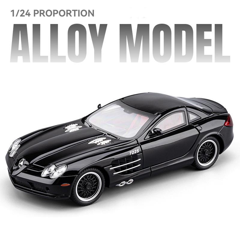 1:24 Mercedes-Benz SLR Supercar Alloy Car Model Sound and Light Pull Back Children's Toy Collectibles Birthday Gift
