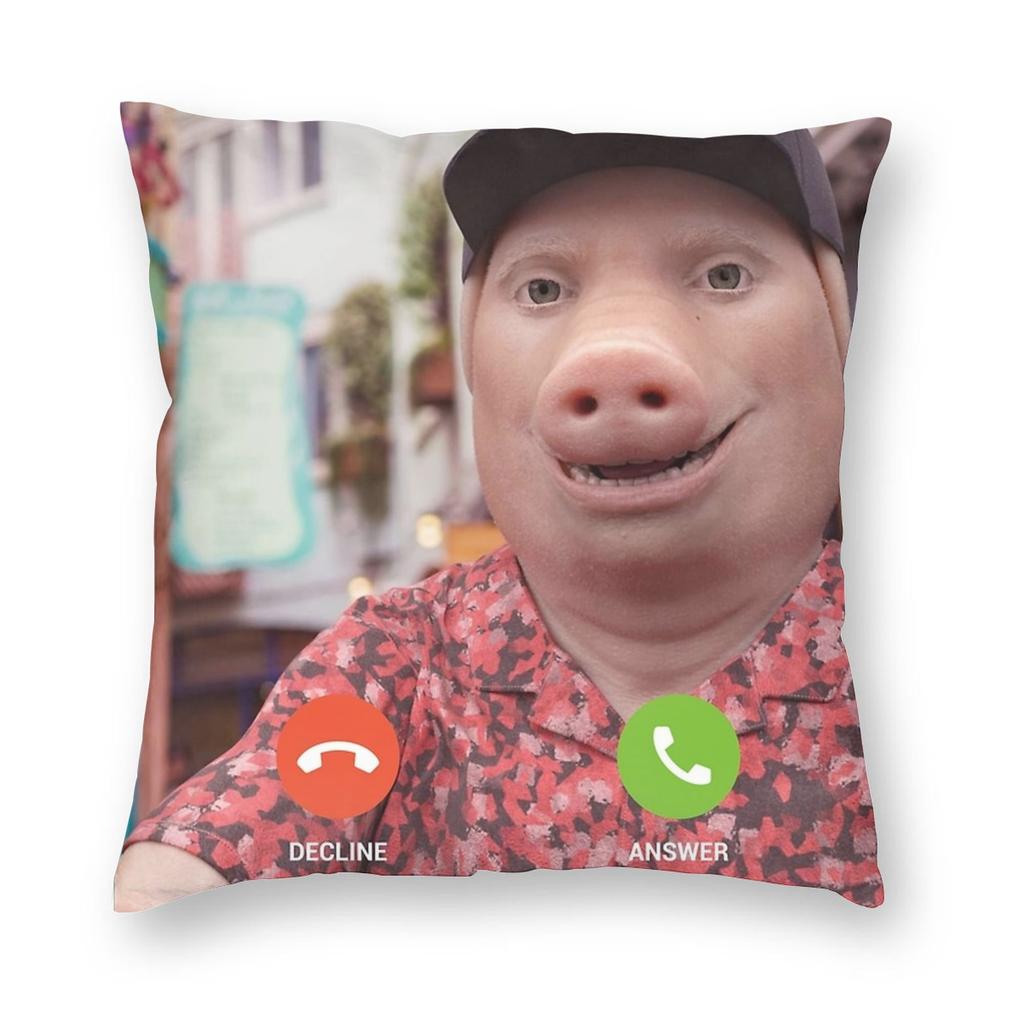 John Pork Is Calling Funny Meme Pillowcase Printing Polyester Cushion Cover Decoration Pillow Case Cover Home Zippered 40*40Cm