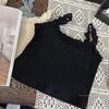 Korean-Style Girls' Lace Ribbed Tank Top - 2025 Spring/Summer Slim Fit Base Layer