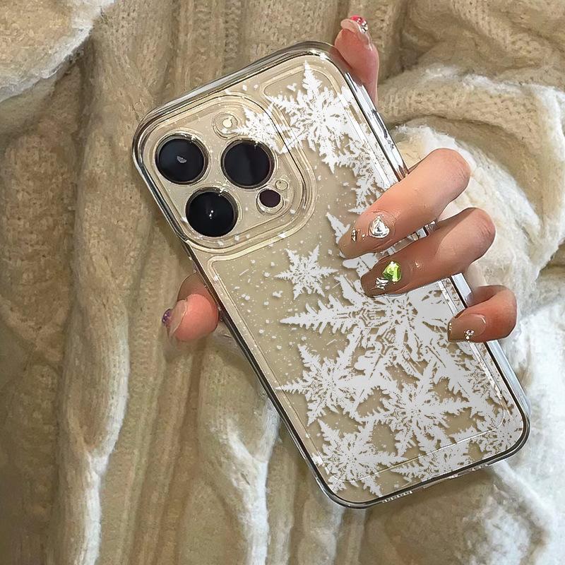 Grafický kryt na telefon se sněhovou vločkou pro iPhone 16 15 14 13 12 11 x XR Xs SE2 SE 8 7 plus pro Max mini TPU zadní kryt