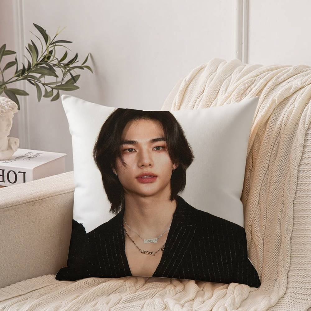 H-Hot KPOP Idol H-Hyunjin Pillow Case Home Decor Throw For Sofa Bed Car Room Decor Gift Idea