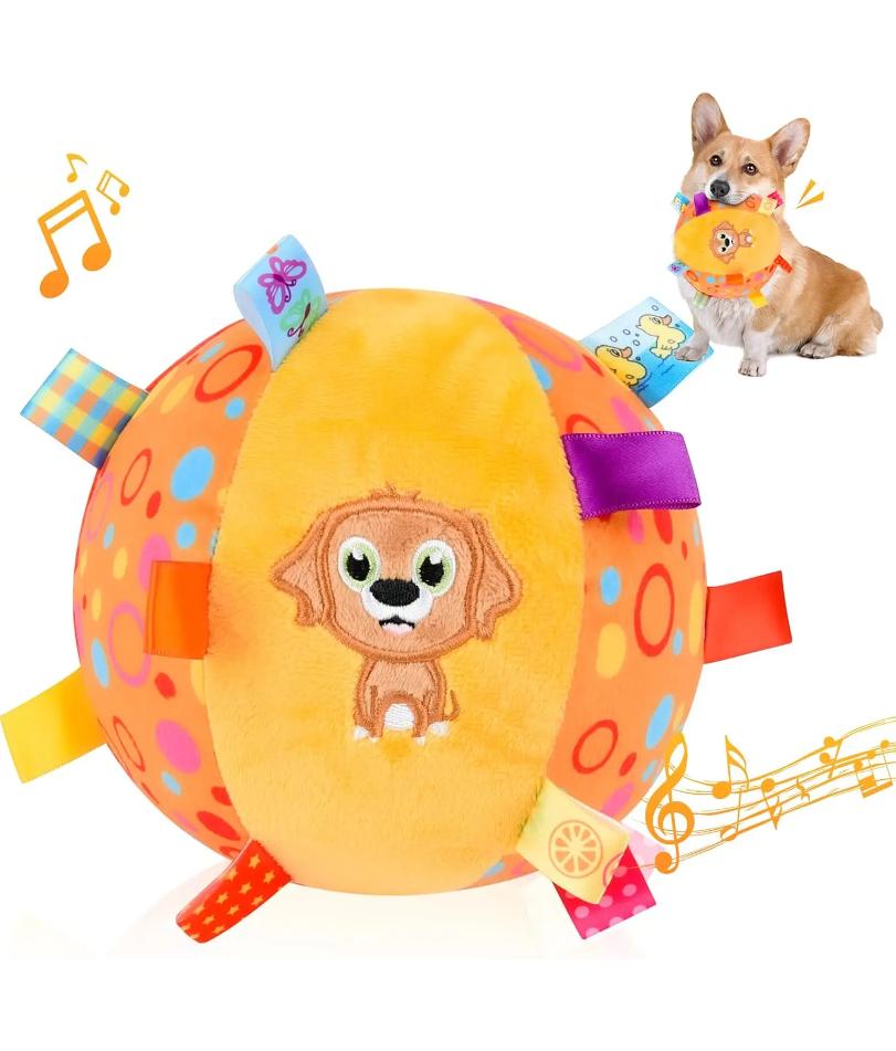 

Dog Interactive Sound-Making Ball Toys With Labels, Soft-Filled Puppy Toys, Built-In Bells, Dog Chewing Toys