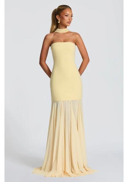 Women's New Streamer Gauze Splicing Tube Top Skirt Slim Sexy Backless European and American Dress Women's Wholesale