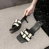 Fashion Women's Slippers New Popular Slippers Women's Summer Wear Fashion Open-toed Square Flip-flops Women's High Heels Sandals Women