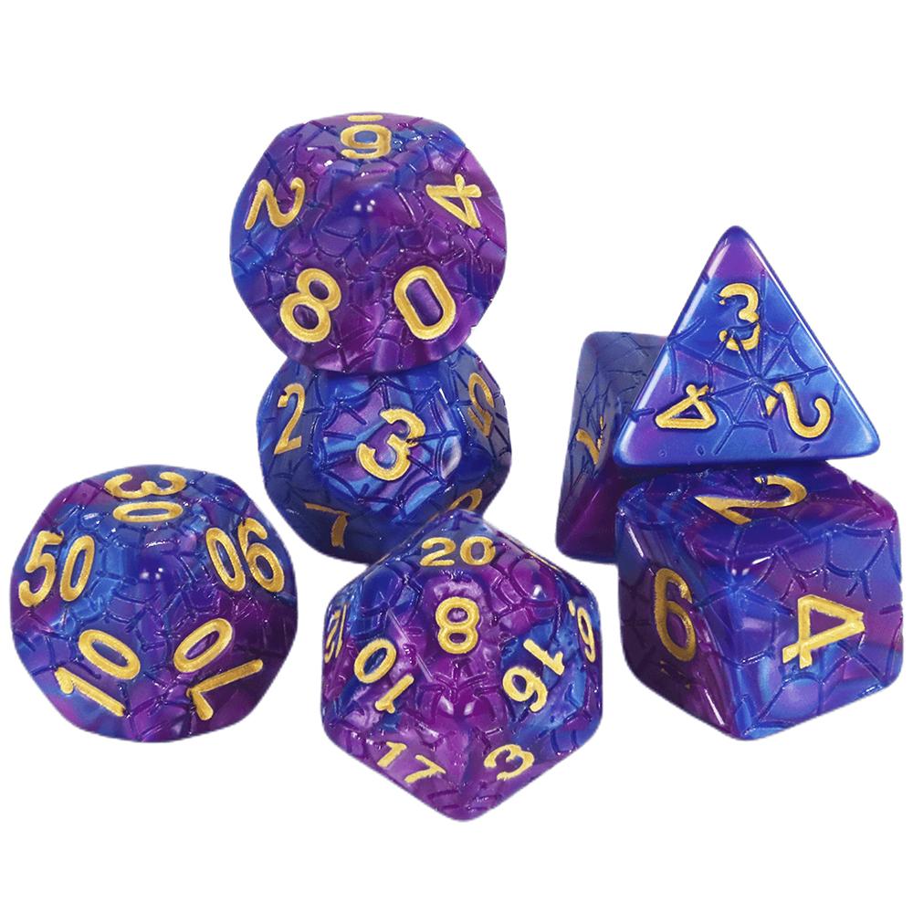 Sada mnohostěnných kostek 7ks Míchání barevných kostek s pavučinou pro deskové hry DND a deskové hry na hrdiny