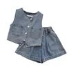 Baby Girls' Trendy Sleeveless Denim Vest & Casual Shorts Set - Summer 2026 Collection
