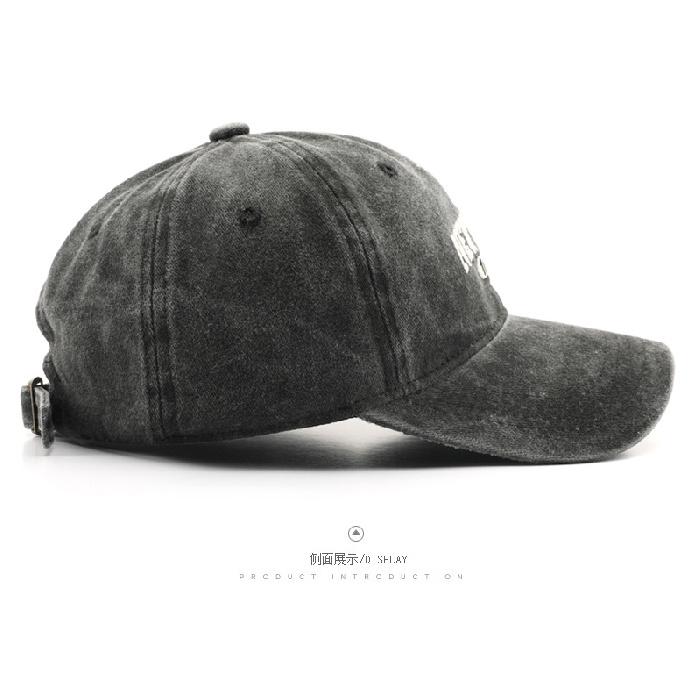 Men's washed and distressed baseball cap with letter embroidery, suitable for outdoor activities, providing sun protection and shade