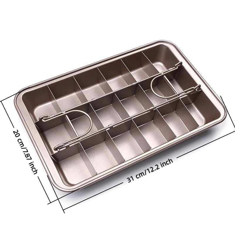 Non Stick Carbon Steel Brownie Baking Pan With Removable Dividers Even Cut Design Perfect For Home Kitchen Baking Cake Cookie