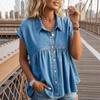 Fashion Women's Spring And Summer Comfortable Casual Commuting Imitation Denim Tops