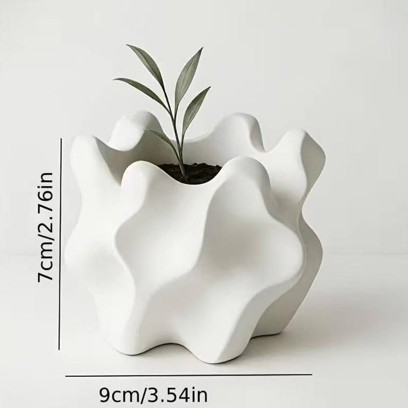 Unique Wavy Design Plastic Planter 3D Printed Flower Pot For Indoor Plant Desktop Decor And Artistic Display