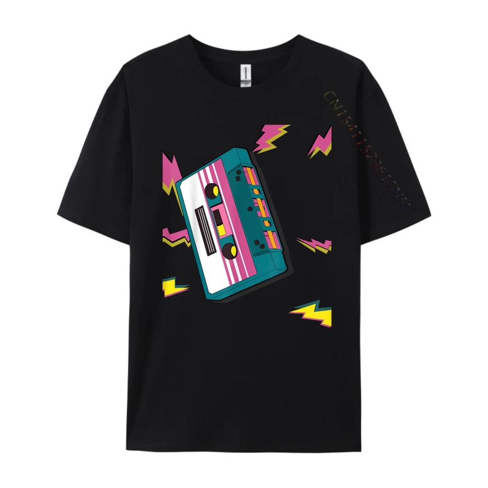 Vintage Cassette Tape In 80s 90s Neon Style T Shirts For Men Autumn TShirt Mens Tshirts Creative Camiseta