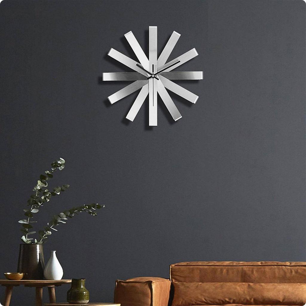Stainless Steel Wall Clock Luxury Modern Decorative Home Decor for Living Room, Bedroom,