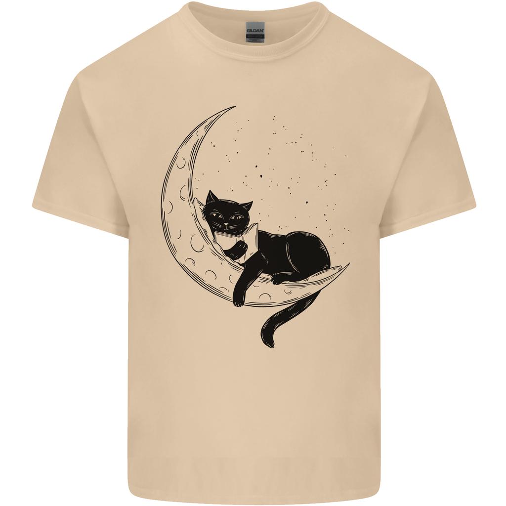 A Cat Reading a Book On the Moon Unisexs Light Cotton TShirt