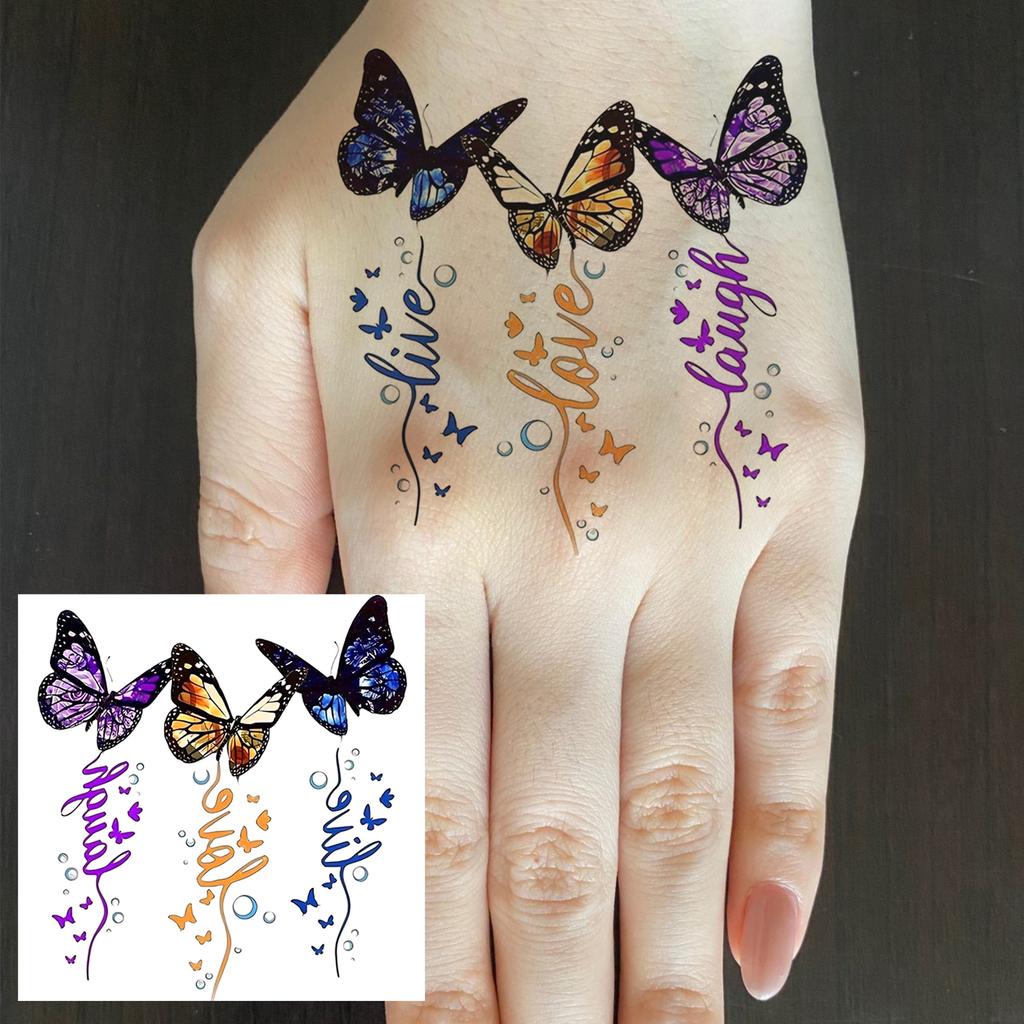 1 Sheet Butterfly Temporary Tattoos For Women Hands Clavicle Neck, Fake Tattoo Stickers Waterproof Long Lasting Realistic Tatoos