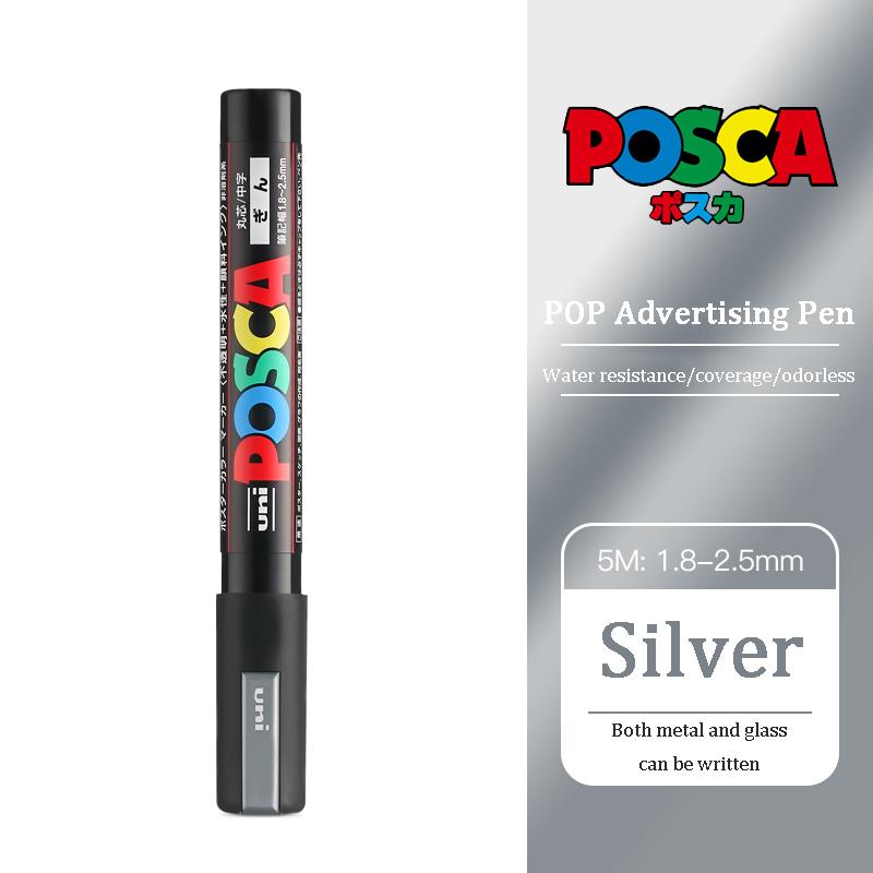 Japan Posca Posterfarbe Markierungsstifte, PC-1M/3M/5M Weiß/Schwarz/Gold/Silber Wasserdichte Farbstifte zum Zeichnen Malen stiften